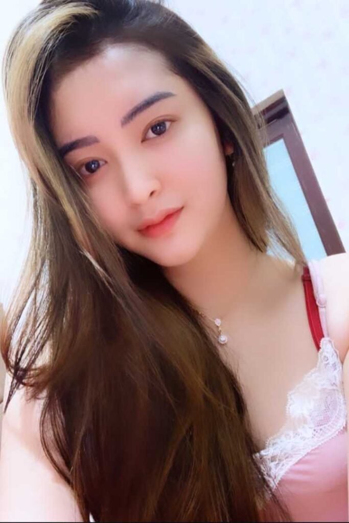 Attractive young woman with long brown hair