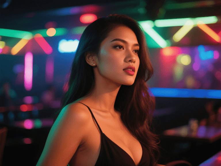 Elegant woman in Damansara setting, possibly related to escort services.